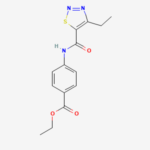 molecular formula C14H15N3O3S B2482719 Ethyl 4-(4-ethyl-1,2,3-thiadiazole-5-carboxamido)benzoate CAS No. 899975-79-2