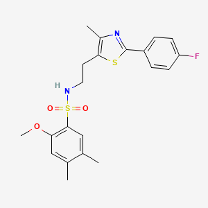 molecular formula C21H23FN2O3S2 B2482722 N-{2-[2-(4-fluorophenyl)-4-methyl-1,3-thiazol-5-yl]ethyl}-2-methoxy-4,5-dimethylbenzene-1-sulfonamide CAS No. 923679-66-7