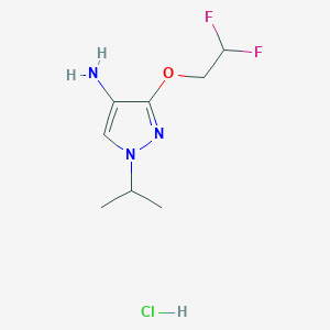 molecular formula C8H14ClF2N3O B2482770 3-(2,2-Difluoroethoxy)-1-isopropyl-1H-pyrazol-4-amine hydrochloride CAS No. 1431968-11-4