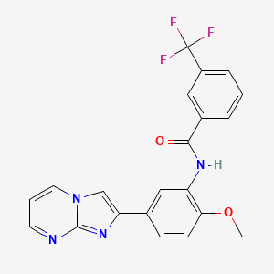 molecular formula C21H15F3N4O2 B2482803 N-(5-(imidazo[1,2-a]pyrimidin-2-yl)-2-methoxyphenyl)-3-(trifluoromethyl)benzamide CAS No. 847388-08-3