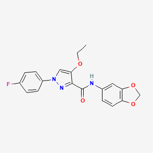 molecular formula C19H16FN3O4 B2482816 N-(2H-1,3-benzodioxol-5-yl)-4-ethoxy-1-(4-fluorophenyl)-1H-pyrazole-3-carboxamide CAS No. 1184984-95-9