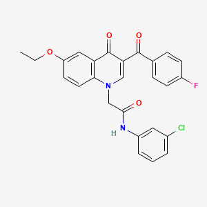 molecular formula C26H20ClFN2O4 B2482849 N-(3-chlorophenyl)-2-[6-ethoxy-3-(4-fluorobenzoyl)-4-oxo-1,4-dihydroquinolin-1-yl]acetamide CAS No. 895653-78-8