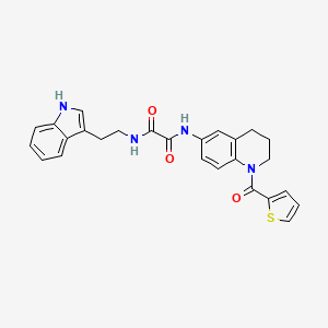 molecular formula C26H24N4O3S B2482857 N1-(2-(1H-indol-3-yl)ethyl)-N2-(1-(thiophene-2-carbonyl)-1,2,3,4-tetrahydroquinolin-6-yl)oxalamide CAS No. 899983-38-1
