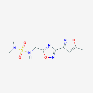 molecular formula C9H13N5O4S B2482901 Dimethyl({[3-(5-methyl-1,2-oxazol-3-yl)-1,2,4-oxadiazol-5-yl]methyl}sulfamoyl)amine CAS No. 1903607-36-2