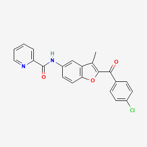 molecular formula C22H15ClN2O3 B2482927 N-[2-(4-chlorobenzoyl)-3-methyl-1-benzofuran-5-yl]pyridine-2-carboxamide CAS No. 929390-57-8