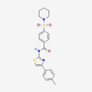molecular formula C22H23N3O3S2 B2482934 N-[4-(4-methylphenyl)-1,3-thiazol-2-yl]-4-(piperidine-1-sulfonyl)benzamide CAS No. 313538-00-0