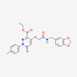 molecular formula C24H23N3O7 B2482958 ethyl 4-({[(2H-1,3-benzodioxol-5-yl)methyl]carbamoyl}methoxy)-1-(4-methylphenyl)-6-oxo-1,6-dihydropyridazine-3-carboxylate CAS No. 899943-20-5