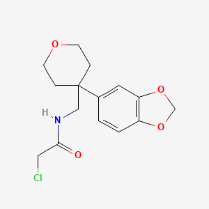 molecular formula C15H18ClNO4 B2482977 N-[[4-(1,3-Benzodioxol-5-yl)oxan-4-yl]methyl]-2-chloroacetamide CAS No. 2411250-22-9
