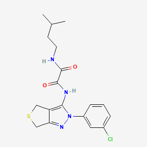 molecular formula C18H21ClN4O2S B2482991 N'-[2-(3-chlorophenyl)-2H,4H,6H-thieno[3,4-c]pyrazol-3-yl]-N-(3-methylbutyl)ethanediamide CAS No. 899970-20-8