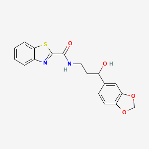 molecular formula C18H16N2O4S B2483010 N-(3-(benzo[d][1,3]dioxol-5-yl)-3-hydroxypropyl)benzo[d]thiazole-2-carboxamide CAS No. 1421499-40-2