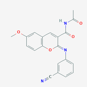 molecular formula C20H15N3O4 B2483025 (2Z)-N-acetyl-2-[(3-cyanophenyl)imino]-6-methoxy-2H-chromene-3-carboxamide CAS No. 324020-31-7