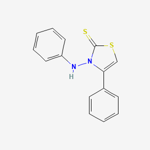 molecular formula C15H12N2S2 B2483029 3-Anilino-4-phenyl-1,3-thiazole-2-thione CAS No. 71399-75-2