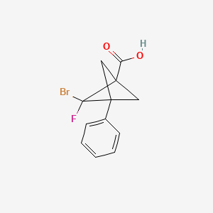 molecular formula C12H10BrFO2 B2483040 2-Bromo-2-fluoro-3-phenylbicyclo[1.1.1]pentane-1-carboxylic acid CAS No. 2413885-67-1