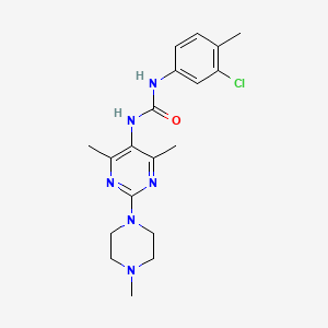 molecular formula C19H25ClN6O B2483047 1-(3-Chloro-4-methylphenyl)-3-[4,6-dimethyl-2-(4-methylpiperazin-1-yl)pyrimidin-5-yl]urea CAS No. 1448073-34-4