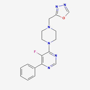 molecular formula C17H17FN6O B2483069 5-Fluoro-4-{4-[(1,3,4-oxadiazol-2-yl)methyl]piperazin-1-yl}-6-phenylpyrimidine CAS No. 2379975-14-9