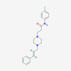 molecular formula C23H29N3O B248308 N-(4-methylphenyl)-3-{4-[(2E)-3-phenyl-2-propenyl]-1-piperazinyl}propanamide 