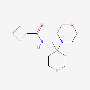 molecular formula C15H26N2O2S B2483105 N-{[4-(morpholin-4-yl)thian-4-yl]methyl}cyclobutanecarboxamide CAS No. 2380097-72-1