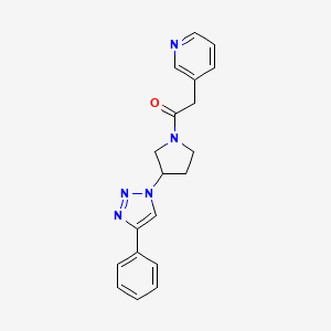 molecular formula C19H19N5O B2483142 1-(3-(4-phenyl-1H-1,2,3-triazol-1-yl)pyrrolidin-1-yl)-2-(pyridin-3-yl)ethanone CAS No. 2034303-14-3