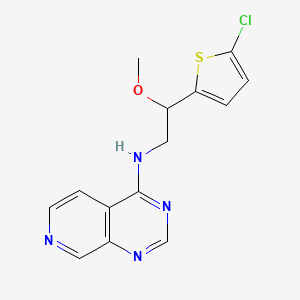 molecular formula C14H13ClN4OS B2483146 N-[2-(5-Chlorothiophen-2-yl)-2-methoxyethyl]pyrido[3,4-d]pyrimidin-4-amine CAS No. 2379996-07-1