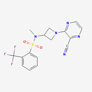 molecular formula C16H14F3N5O2S B2483191 N-[1-(3-cyanopyrazin-2-yl)azetidin-3-yl]-N-methyl-2-(trifluoromethyl)benzene-1-sulfonamide CAS No. 2380177-07-9