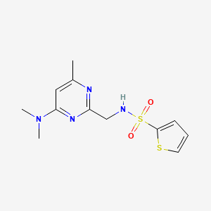 molecular formula C12H16N4O2S2 B2483206 N-((4-(dimethylamino)-6-methylpyrimidin-2-yl)methyl)thiophene-2-sulfonamide CAS No. 1797250-54-4