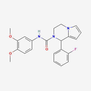 molecular formula C22H22FN3O3 B2483209 N-(3,4-dimethoxyphenyl)-1-(2-fluorophenyl)-1H,2H,3H,4H-pyrrolo[1,2-a]pyrazine-2-carboxamide CAS No. 899959-74-1