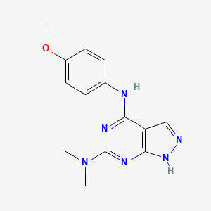molecular formula C14H16N6O B2483213 N4-(4-methoxyphenyl)-N6,N6-dimethyl-1H-pyrazolo[3,4-d]pyrimidine-4,6-diamine CAS No. 1105205-08-0