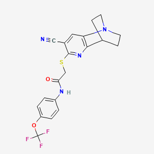 molecular formula C20H17F3N4O2S B2483218 2-[(7-cyano-3,4-dihydro-2H-1,4-ethano-1,5-naphthyridin-6-yl)sulfanyl]-N-[4-(trifluoromethoxy)phenyl]acetamide CAS No. 728885-88-9