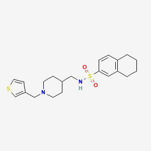 molecular formula C21H28N2O2S2 B2483220 N-((1-(thiophen-3-ylmethyl)piperidin-4-yl)methyl)-5,6,7,8-tetrahydronaphthalene-2-sulfonamide CAS No. 1235051-60-1