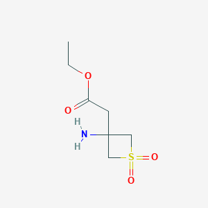 molecular formula C7H13NO4S B2483221 Ethyl (3-amino-1,1-dioxido-3-thietanyl)acetate CAS No. 1613239-55-6