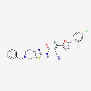 molecular formula C27H20Cl2N4O2S B2483271 N-{5-benzyl-4H,5H,6H,7H-[1,3]thiazolo[5,4-c]pyridin-2-yl}-2-cyano-3-[5-(2,4-dichlorophenyl)furan-2-yl]prop-2-enamide CAS No. 327063-38-7
