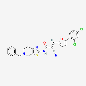 B2483271 (E)-N-(5-benzyl-6,7-dihydro-4H-[1,3]thiazolo[5,4-c]pyridin-2-yl)-2-cyano-3-[5-(2,4-dichlorophenyl)furan-2-yl]prop-2-enamide CAS No. 327063-38-7