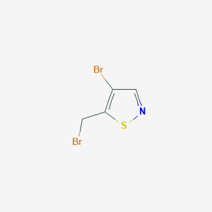 molecular formula C4H3Br2NS B2483273 4-Bromo-5-(bromomethyl)-1,2-thiazole CAS No. 2092486-98-9