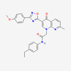molecular formula C28H25N5O4 B2483284 N-(4-ETHYLPHENYL)-2-{3-[3-(4-METHOXYPHENYL)-1,2,4-OXADIAZOL-5-YL]-7-METHYL-4-OXO-1,4-DIHYDRO-1,8-NAPHTHYRIDIN-1-YL}ACETAMIDE CAS No. 1112332-38-3