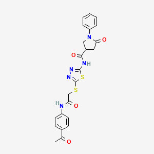 B2483291 N-(5-((2-((4-acetylphenyl)amino)-2-oxoethyl)thio)-1,3,4-thiadiazol-2-yl)-5-oxo-1-phenylpyrrolidine-3-carboxamide CAS No. 872594-65-5