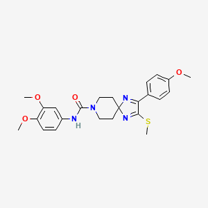 molecular formula C24H28N4O4S B2483330 N-(3,4-dimethoxyphenyl)-2-(4-methoxyphenyl)-3-(methylsulfanyl)-1,4,8-triazaspiro[4.5]deca-1,3-diene-8-carboxamide CAS No. 894888-29-0
