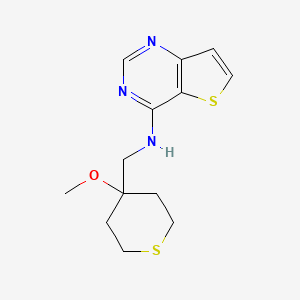 molecular formula C13H17N3OS2 B2483346 N-[(4-Methoxythian-4-yl)methyl]thieno[3,2-d]pyrimidin-4-amine CAS No. 2380175-17-5