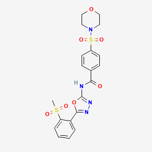 molecular formula C20H20N4O7S2 B2483376 N-(5-(2-(methylsulfonyl)phenyl)-1,3,4-oxadiazol-2-yl)-4-(morpholinosulfonyl)benzamide CAS No. 886921-88-6