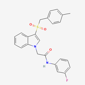 molecular formula C24H21FN2O3S B2483406 N-(3-fluorophenyl)-2-{3-[(4-methylphenyl)methanesulfonyl]-1H-indol-1-yl}acetamide CAS No. 878061-83-7