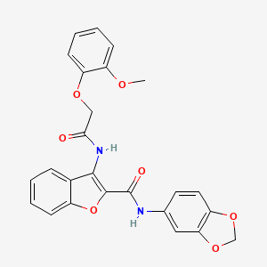 molecular formula C25H20N2O7 B2483415 N-(2H-1,3-benzodioxol-5-yl)-3-[2-(2-methoxyphenoxy)acetamido]-1-benzofuran-2-carboxamide CAS No. 888462-41-7