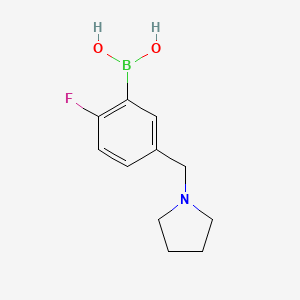 molecular formula C11H15BFNO2 B2483417 (2-Fluoro-5-(pyrrolidin-1-ylmethyl)phenyl)boronic acid CAS No. 1334173-41-9