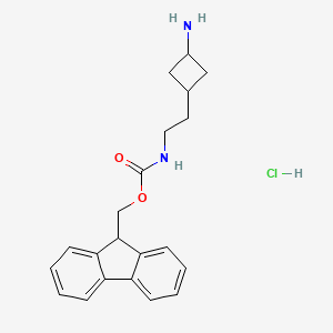 molecular formula C21H25ClN2O2 B2483424 (9H-fluoren-9-yl)methylN-[2-(3-aminocyclobutyl)ethyl]carbamatehydrochloride,Mixtureofdiastereomers CAS No. 2580206-88-6