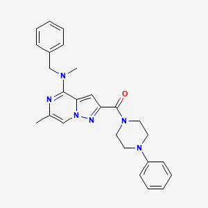 molecular formula C26H28N6O B2483446 N-benzyl-N,6-dimethyl-2-(4-phenylpiperazine-1-carbonyl)pyrazolo[1,5-a]pyrazin-4-amine CAS No. 1775313-35-3