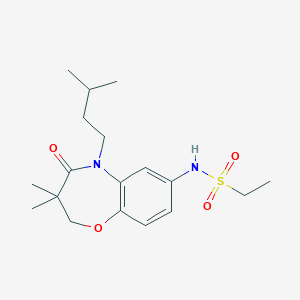 molecular formula C18H28N2O4S B2483447 N-(5-isopentyl-3,3-dimethyl-4-oxo-2,3,4,5-tetrahydrobenzo[b][1,4]oxazepin-7-yl)ethanesulfonamide CAS No. 922134-01-8