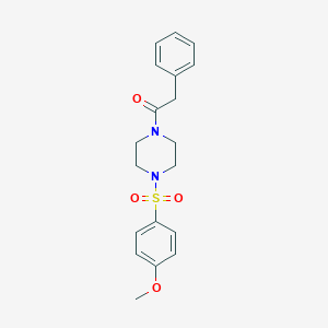 molecular formula C19H22N2O4S B248345 1-{4-[(4-METHOXYPHENYL)SULFONYL]PIPERAZINO}-2-PHENYL-1-ETHANONE 