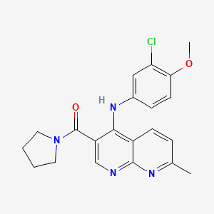 molecular formula C21H21ClN4O2 B2483471 N-(3-chloro-4-methoxyphenyl)-7-methyl-3-(pyrrolidine-1-carbonyl)-1,8-naphthyridin-4-amine CAS No. 1251616-37-1