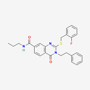 2-((2-fluorobenzyl)thio)-4-oxo-3-phenethyl-N-propyl-3,4-dihydroquinazoline-7-carboxamide