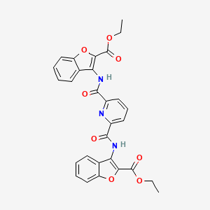 molecular formula C29H23N3O8 B2483623 ethyl 3-(6-{[2-(ethoxycarbonyl)-1-benzofuran-3-yl]carbamoyl}pyridine-2-amido)-1-benzofuran-2-carboxylate CAS No. 477502-26-4