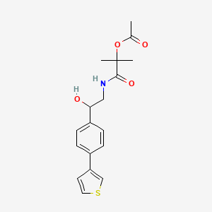 molecular formula C18H21NO4S B2483625 1-({2-Hydroxy-2-[4-(thiophen-3-yl)phenyl]ethyl}carbamoyl)-1-methylethyl acetate CAS No. 2097900-96-2