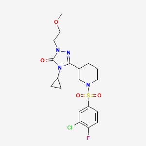 B2483673 3-(1-((3-chloro-4-fluorophenyl)sulfonyl)piperidin-3-yl)-4-cyclopropyl-1-(2-methoxyethyl)-1H-1,2,4-triazol-5(4H)-one CAS No. 2188279-37-8
